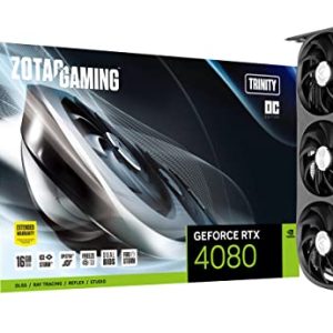 ZOTAC Gaming GeForce RTX 4080 16GB Trinity OC GDDR6X 256-bit 22.4 Gbps PCIE 4.0 Graphics Card, IceStorm 2.0 Advanced Cooling, Spectra 2.0 RGB Lighting, ZT-D40810J-10P